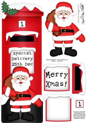 Large Dl Xmas Santa Postbox 3D Decoupage
