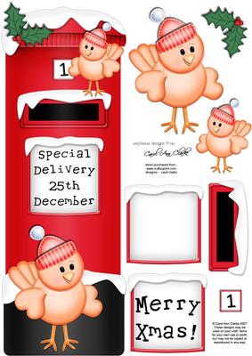 Large Dl Xmas Little Birdies Postbox 3D Decoupage