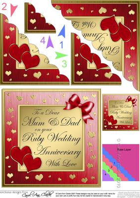 Mum N Dad Ruby Wedding Anniversary Scallop Corner Stacker