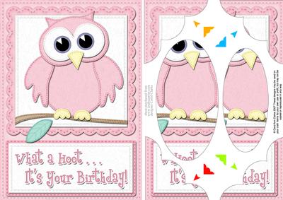 A5 What a Hoot Owl Birthday Scallop Corners and Pyramage