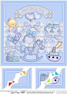 8 x 8 New Baby Boy Scalloped Corner Topper