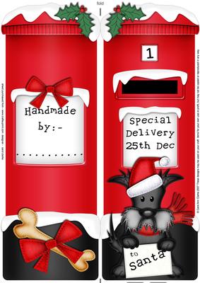Large Dl Xmas Hamish Scottie Dog Postbox Shaped Card