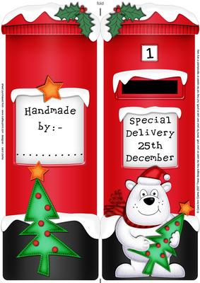 Large Dl Xmas Ben Polar Bear Postbox Shaped Card