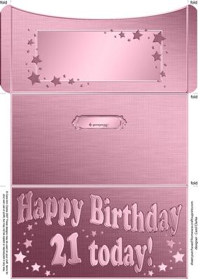 21st Birthday Metallic Age Money or Gift Wallet and Card