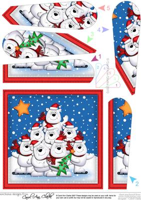 Xmas Polar Bears Fan Pyramage Topper
