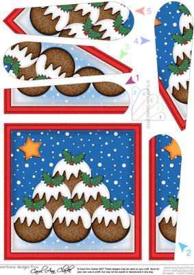 Xmas Puddings Fan Pyramage Topper