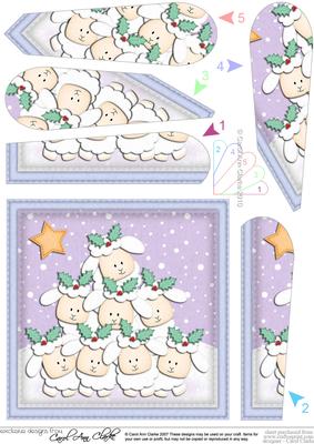 Xmas Lambs Fan Pyramage Topper