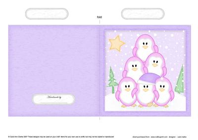Penguin Tree Felties Cut and Fold Card