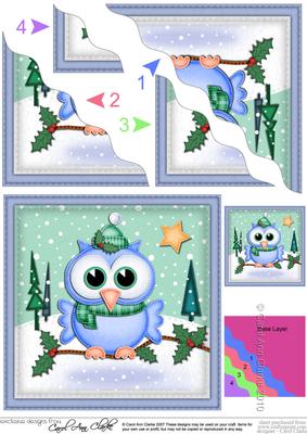 Xmas Little Hoot Wavy Corner Side Stacker Topper