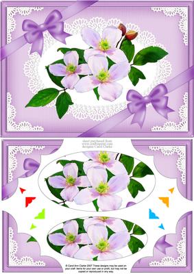 A5 Clematis Spray and Lace Scallop Corners and Pyramage