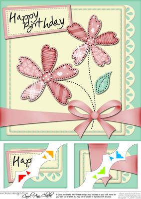 8 x 8 Birthday Flowers N Lace Corner Topper