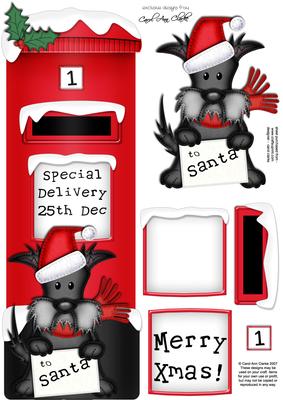 Large Dl Xmas Hamish Scottie Dog Postbox 3D Decoupage