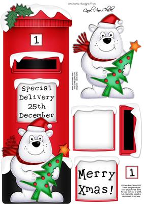 Large Dl Xmas Ben Polar Bear Postbox 3D Decoupage