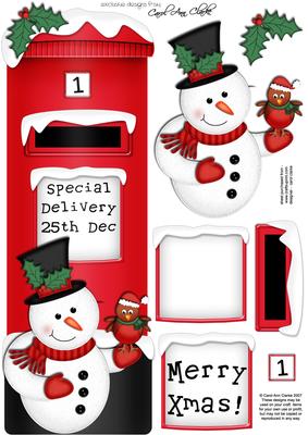 Large Dl Xmas Snowman Postbox 3D Decoupage