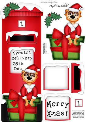 Large Dl Xmas Meerkat Postbox 3D Decoupage
