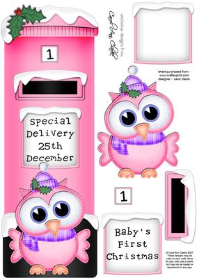 Large Dl Xmas Little Hoot Postbox 3D Decoupage