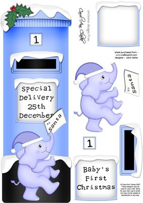Large Dl Xmas Elephant Postbox 3D Decoupage