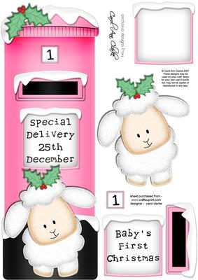 Large Dl Xmas Little Lamb Postbox 3D Decoupage