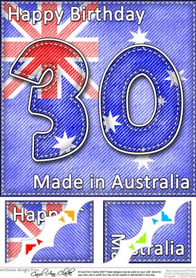 8 x 8 Flying the Flag Aus 30th Birthday Scalloped Topper
