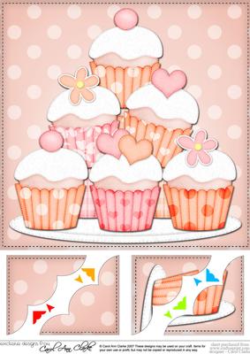 8 x 8 Cupcakes Felties Scalloped Corner Topper