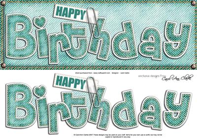 Large Dl Happy Birthday Denim Felties Quick Card N 3D Decoup