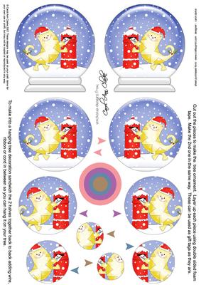3D Xmas Cat Snow Globe Shaped Tree Decoration