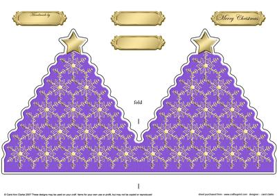 Xmas Snowflake Tree Shaped Card