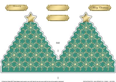 Xmas Snowflake Tree Shaped Card