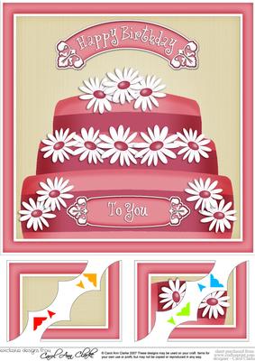 8 x 8 Pink Cake Scalloped Corner Topper