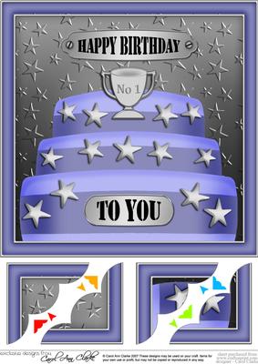 8 x 8 Blue Cake Scalloped Corner Topper