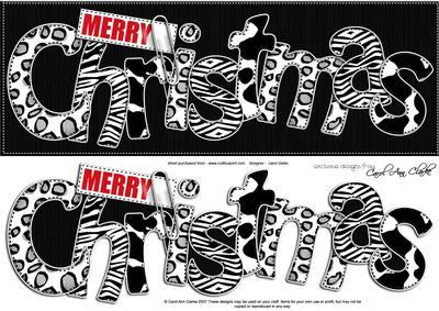 Large Dl Animal Print Christmas Quick Card with 3D Decoupage