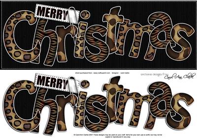 Large Dl Animal Print Christmas Quick Card with 3D Decoupage