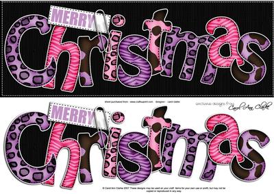 Large Dl Animal Print Christmas Quick Card with 3D Decoupage
