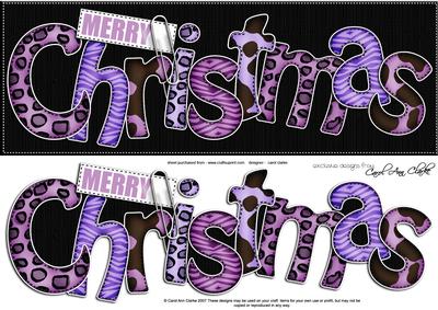 Large Dl Animal Print Christmas Quick Card with 3D Decoupage