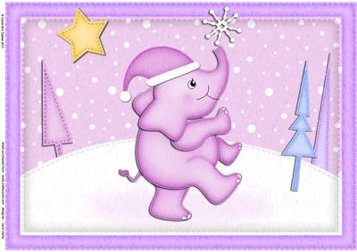 A4 Xmas Elephant Felties Card Topper