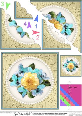 Flowers and Pearls Scallop Corner Side Stacker Topper