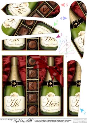 His N Hers Champers N Chocs Fan Pyramage Topper