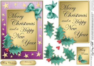 Elegant Christmas Greeting Quick Card with 3D Decoupage