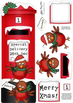 Large Dl Xmas Robins Postbox 3D Decoupage