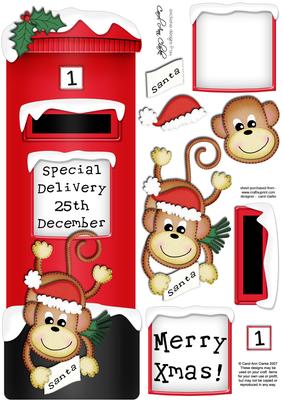 Large Dl Xmas Chunky Monkey Postbox 3D Decoupage