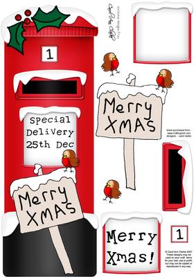 Large Dl Xmas Robins Postbox 3D Decoupage