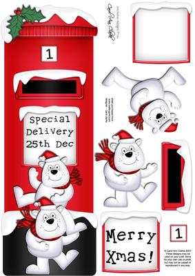 Large Dl Xmas Ben Polar Bear Postbox 3D Decoupage