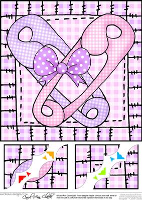 8 x 8 Baby Girl Nappy Pins Scalloped Corner Topper