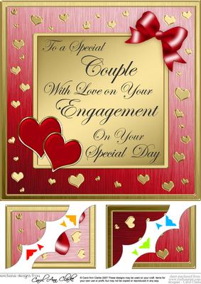 8 x 8 Elegant Romantic Engagement Scalloped Corner Topper