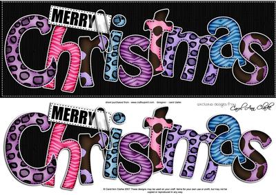 Large Dl Animal Print Christmas Quick Card with 3D Decoupage