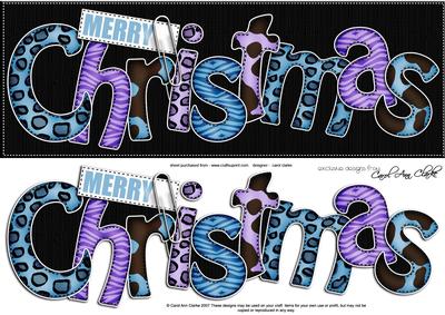 Large Dl Animal Print Christmas Quick Card with 3D Decoupage