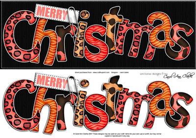 Large Dl Animal Print Christmas Quick Card with 3D Decoupage