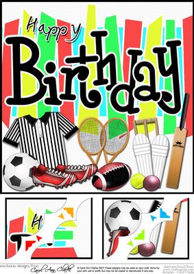 8 x 8 Birthday Sports and Games Scalloped Corner Topper