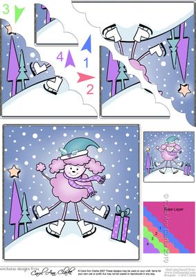 Cute Christmas Poodle Scallop Corner side stacker Topper