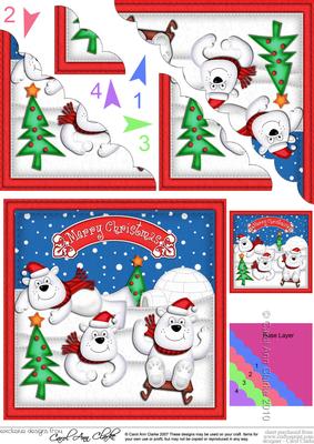 Xmas Ben Polar Bear Scalloped Corner Side Stacker Topper
